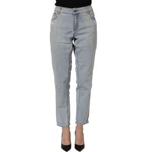 Dondup Light Blue High Waist Tapered Denim Cotton Stretch Women's Jeans
